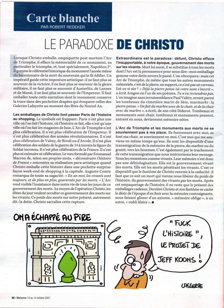 Le paradoxe de Christo par Robert Redeker. 